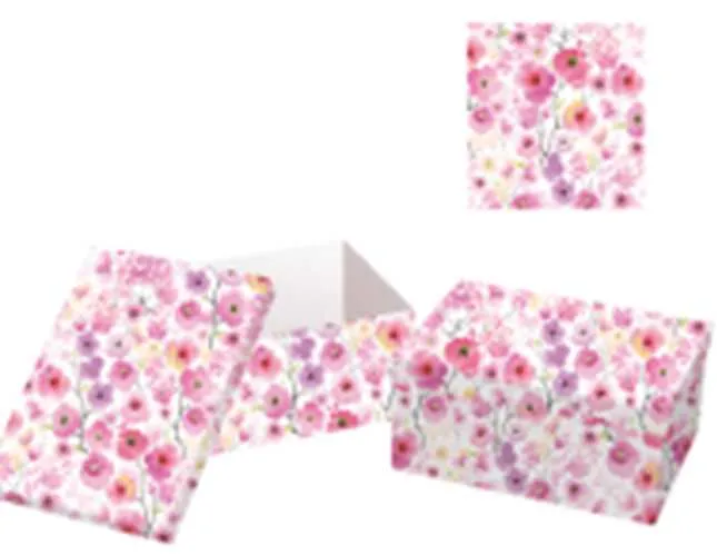 Set 10 Scatole cartone fiori rosa rettangolare