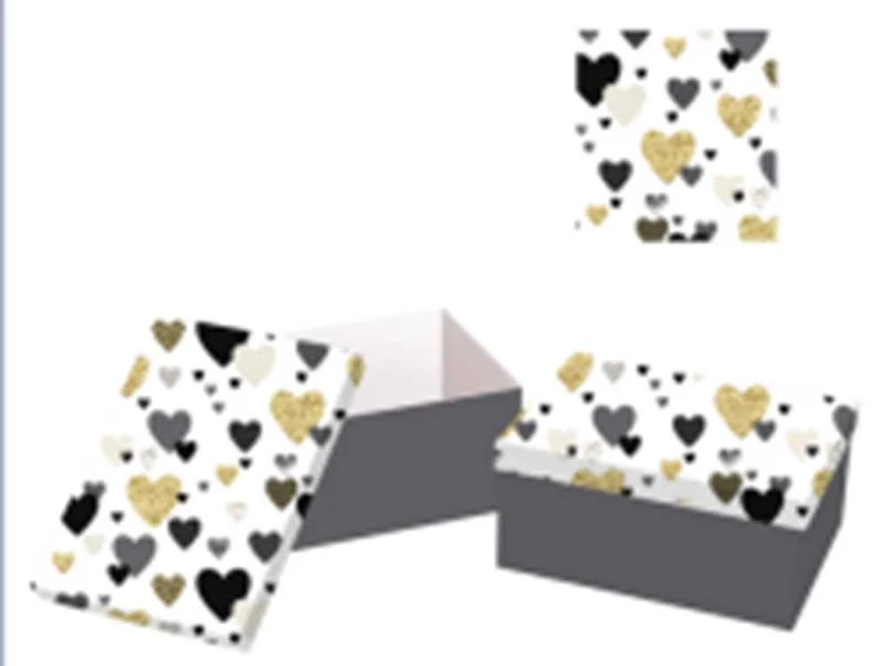 Set 10 Scatole cartone cuori grigio rettangolare