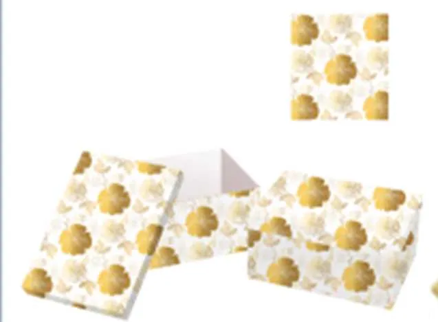 Set 10 Scatole cartone fiori oro rettangolare