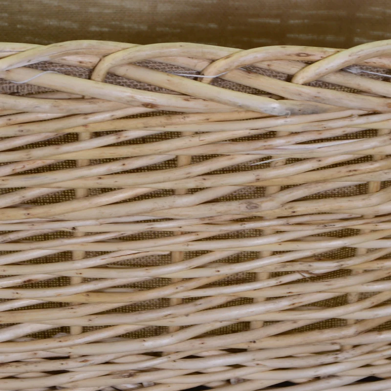 Set 3 portalegna in vimini foderata juta naturale