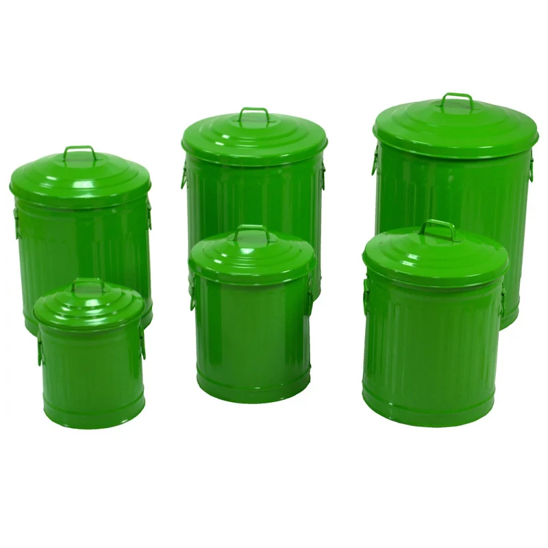 Set 6 Pattumiere in Metallo ø37H48cm Bandiera Verdi