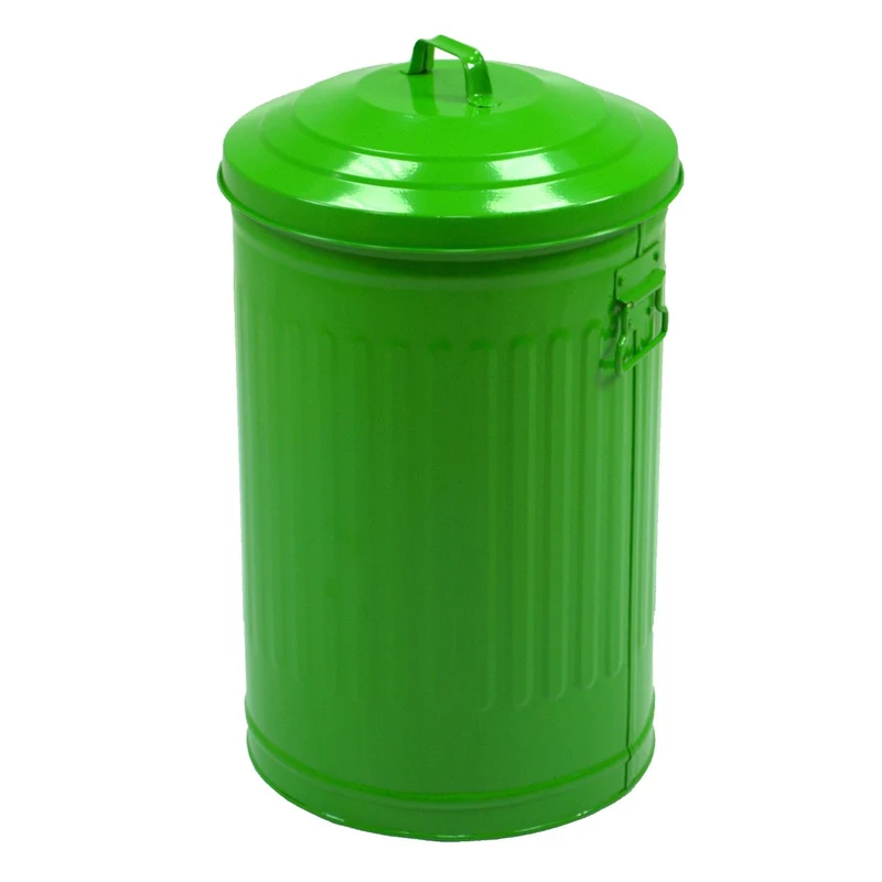 Pattumiera in Metallo 37l ø32H50cm Bandiera Verde
