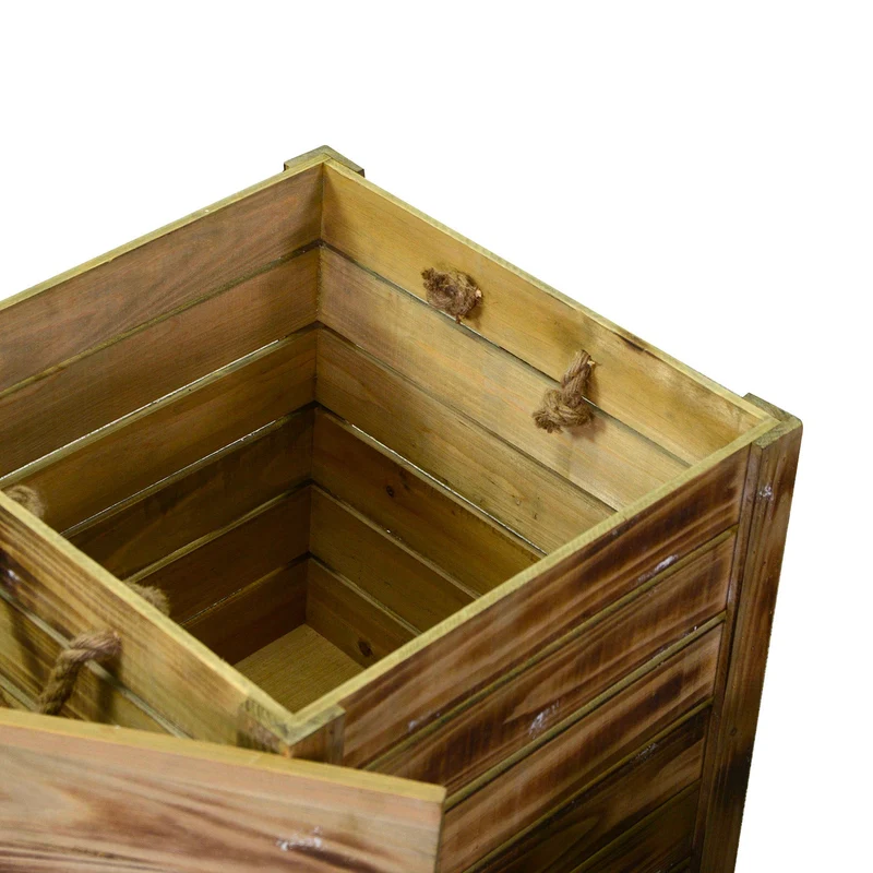 Set 3 Pouf in Legno 42x42H43,5cm Naturale