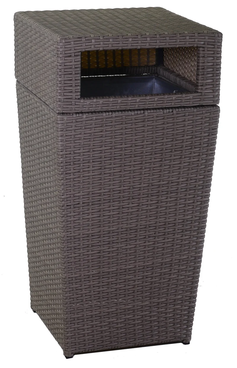 Pattumiera da Esterno Quadrata in Polyrattan 45,5x45,5x89 cm Atlanta Grigio