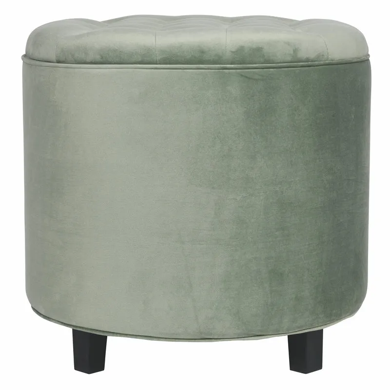 Pouf Poggiapiedi Contenitore Ø55x55 cm in Velluto Soriani Verde Tiffany