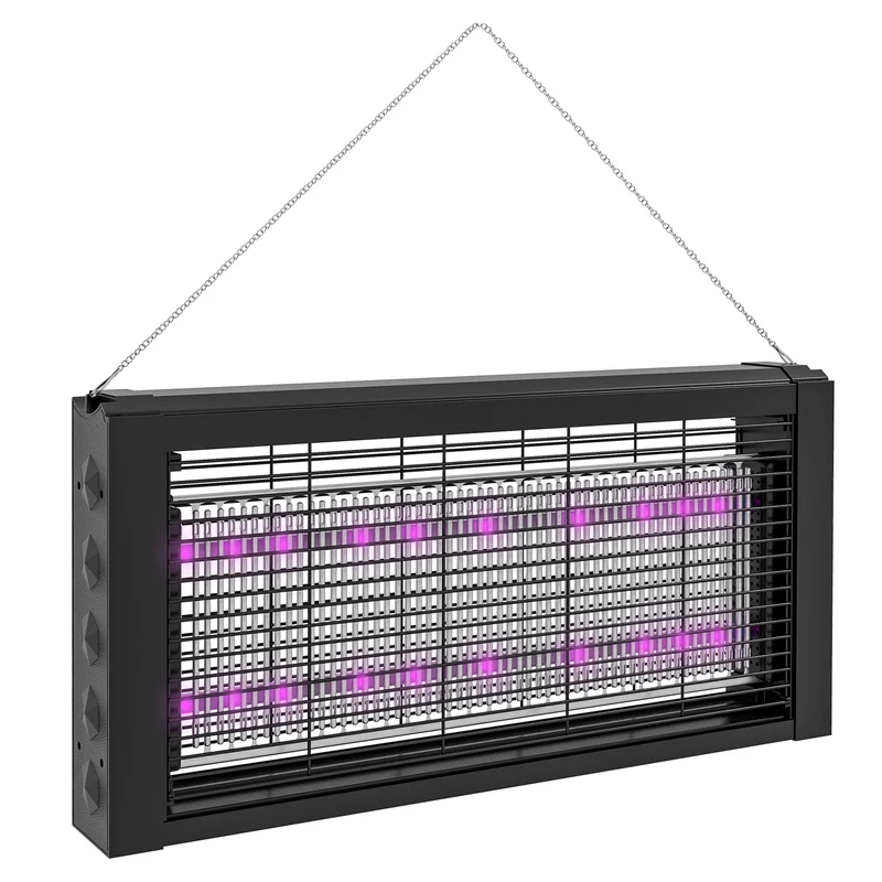 Lampada Zanzariera Elettrica 8W per Interno 49x6x25 cm con Catenella e Rete di Protezione Nero