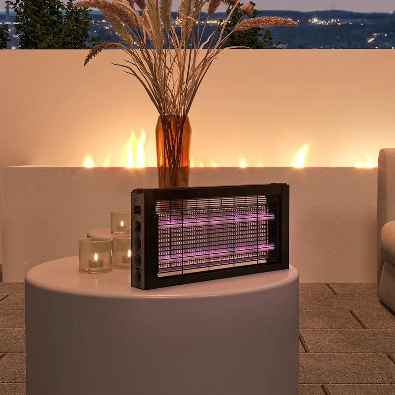 Lampada Zanzariera Elettrica 8W per Interno 49x6x25 cm con Catenella e Rete di Protezione Nero