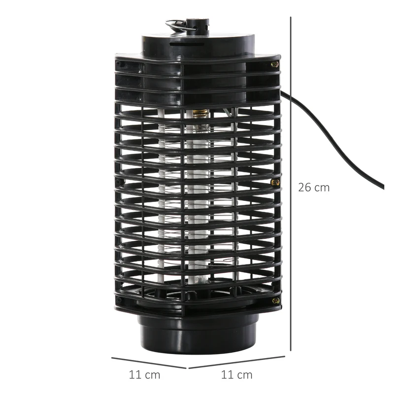 Zanzariera Elettrica 3W con Luce UV per Interno ed Esterno Nero