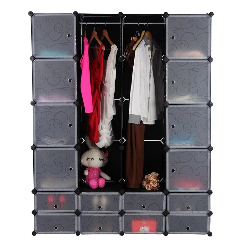 Mobile Modulare Quadrato 8+8+8 Scomparti Nero con Ricamo Rizzetti Mod24br