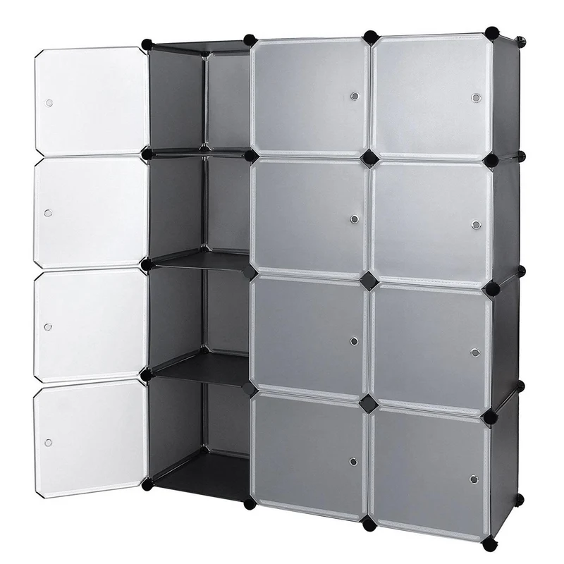 Armadio Guardaroba Modulare 12 Cubi 112x37x148 cm Rizzetti Nero