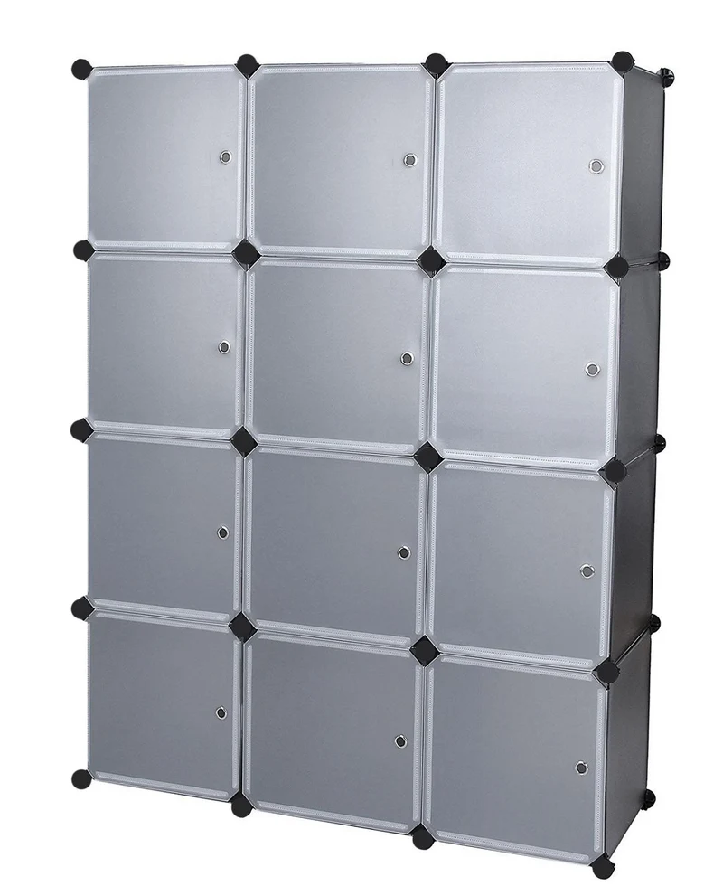 Armadio Guardaroba Modulare 12 Cubi 112x37x148 cm Rizzetti Nero