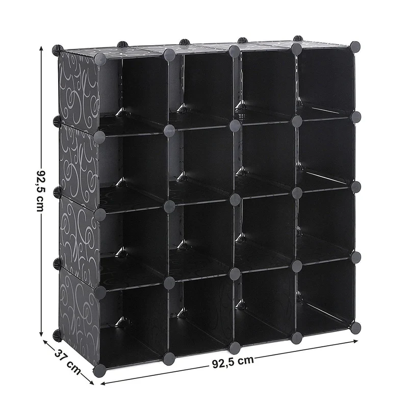 Armadio Guardaroba Modulare 16 Cubi Rizzetti Cube16 Nero