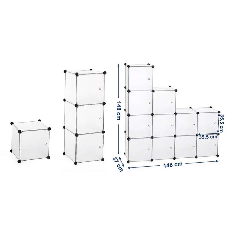Armadio Guardaroba Modulare 12 Cubi 112x37x148 cm Rizzetti Bianco