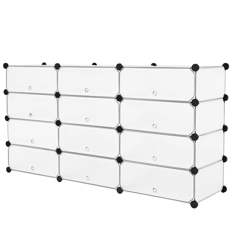 Armadio Guardaroba Modulare 12 Scomparti 95x37x107 cm Rizzetti Bianco