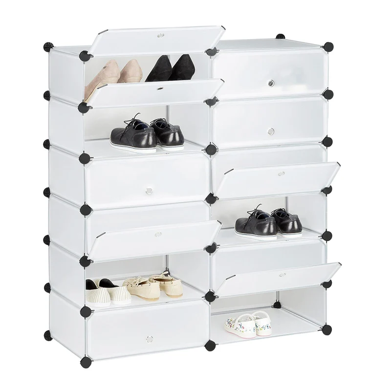 Armadio Guardaroba Modulare 12 Scomparti 95x37x107 cm Rizzetti Bianco