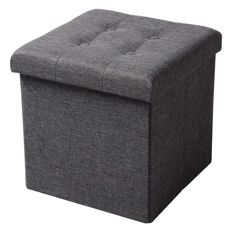 Pouf Contenitore con Coperchio in Tessuto Rizzetti Wing Grigio