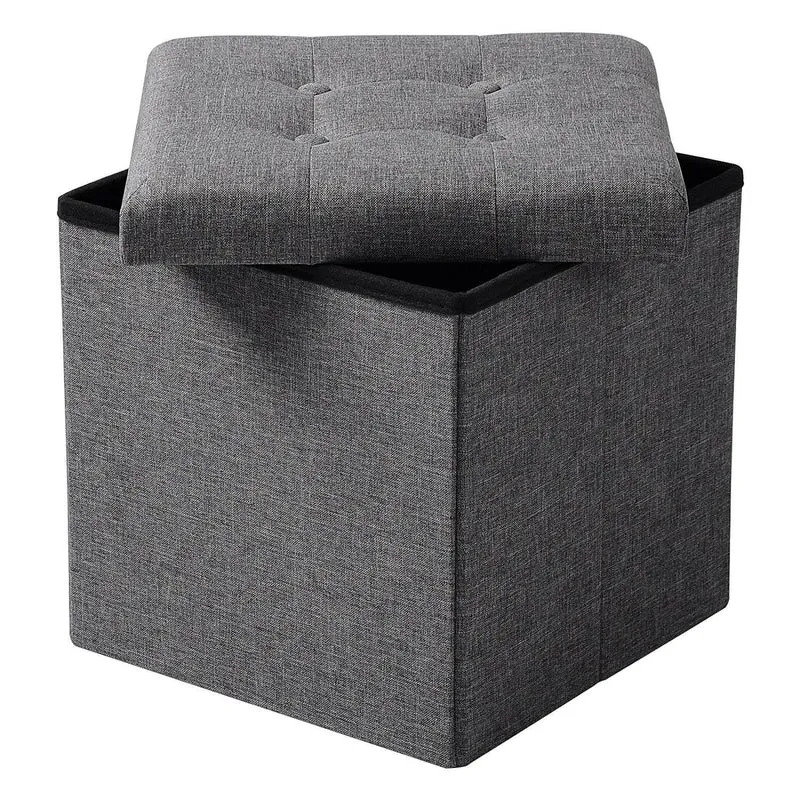 Pouf Contenitore con Coperchio in Tessuto Rizzetti Wing Grigio