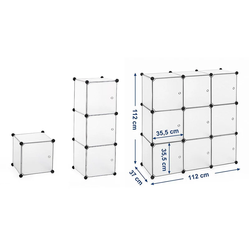 Armadio Guardaroba Modulare 9 Cubi Rizzetti Cube Bianco