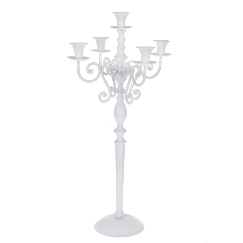 Candeliere Composto da 5 Bracci Altezza 44,5 cm Bianco