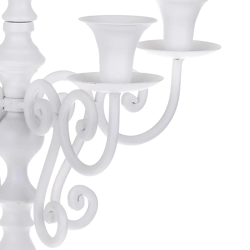Candeliere Composto da 5 Bracci Altezza 44,5 cm Bianco