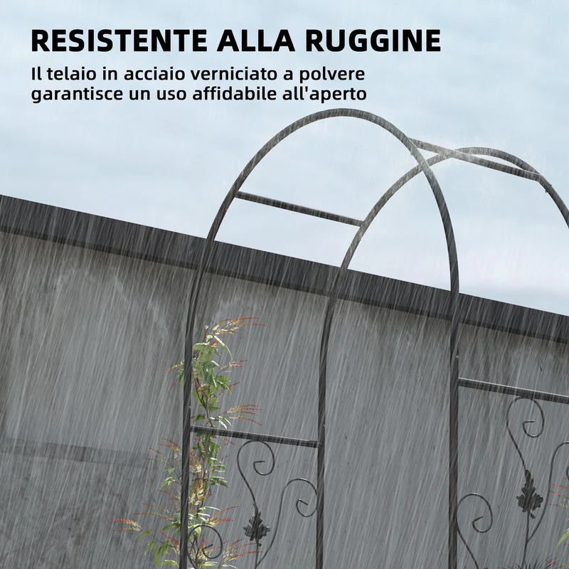 Arco da Giardino con Cancello 107x45x217 cm Traliccio per Piante Rampicanti in Metallo Nero