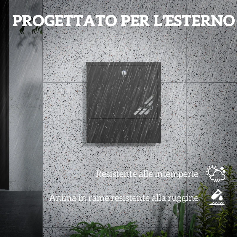 Cassetta Postale a Muro 30x8,5x32,5 cm con Serratura in Metallo Grigio Carbone