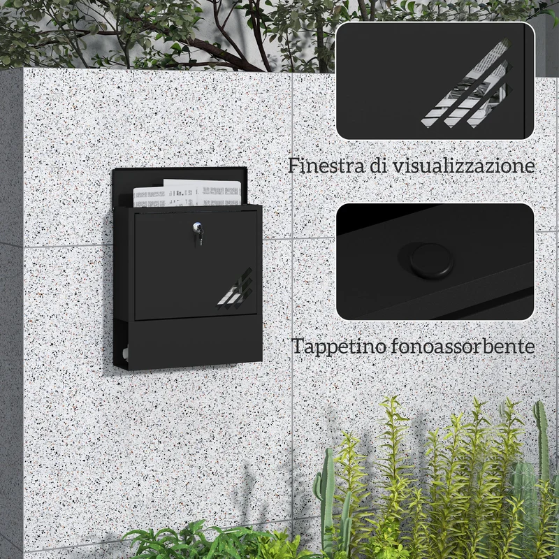 Cassetta Postale a Muro 30x8,5x32,5 cm con Serratura in Metallo Grigio Carbone