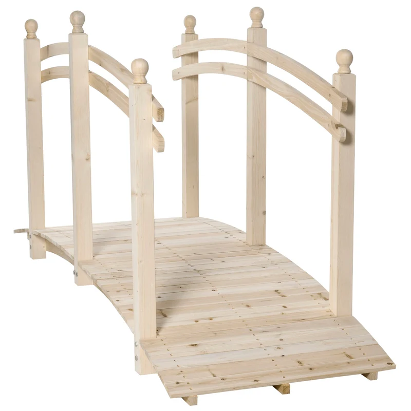 Ponticello per Giardino con Ringhiera 228x75x110 cm in Legno Naturale