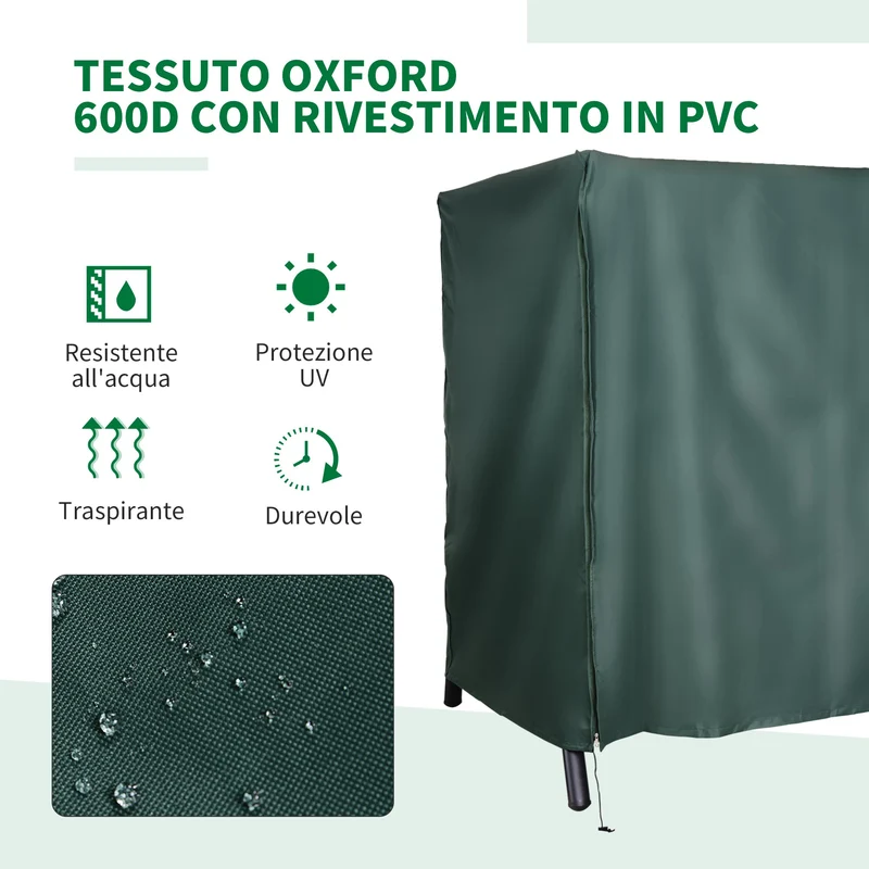Telo di Copertura per Dondolo da Giardino in Tessuto Oxford 177x114x152 cm Rainy