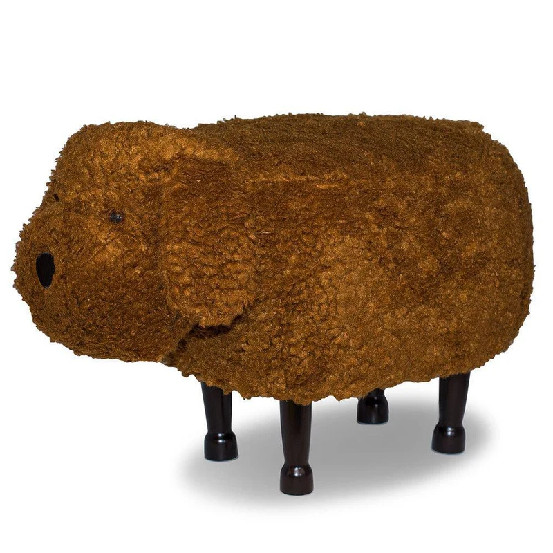 Sgabello Pouf Poggiapiedi per Bambini 67x35x41 cm Cane Barboncino Marrone Divina Home