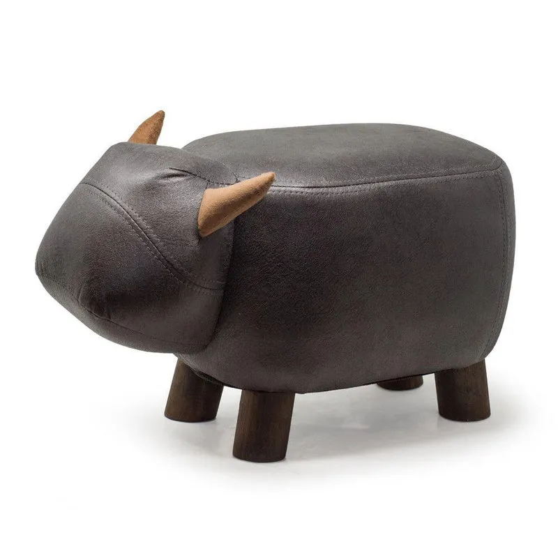 Sgabello Pouf Poggiapiedi per Bambini 50x23x27 cm Bisonte Grigio Divina Home
