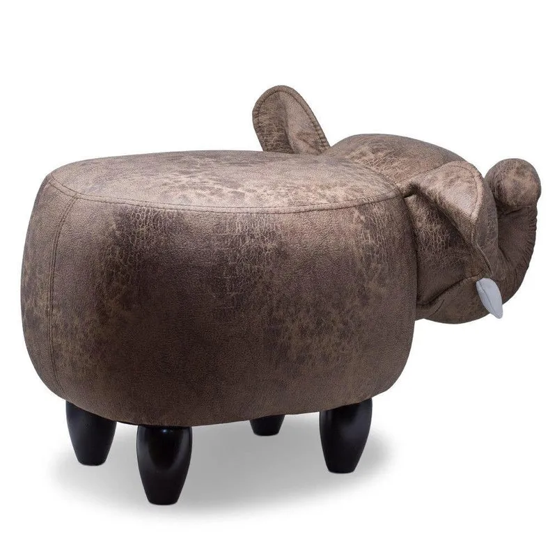Sgabello Pouf Poggiapiedi per Bambini 65x34x37 cm Elefante Marrone Divina Home