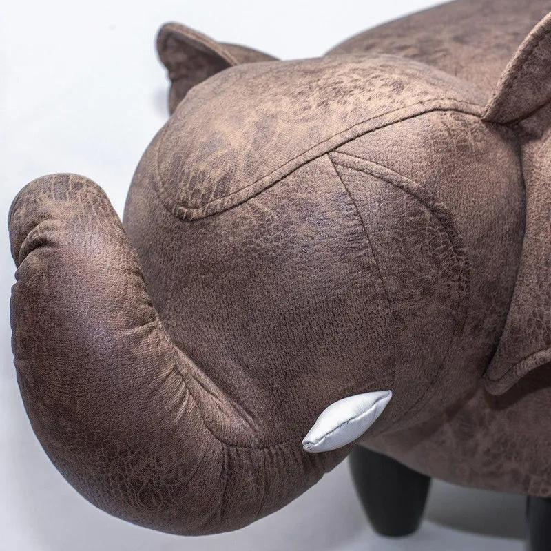 Sgabello Pouf Poggiapiedi per Bambini 65x34x37 cm Elefante Marrone Divina Home