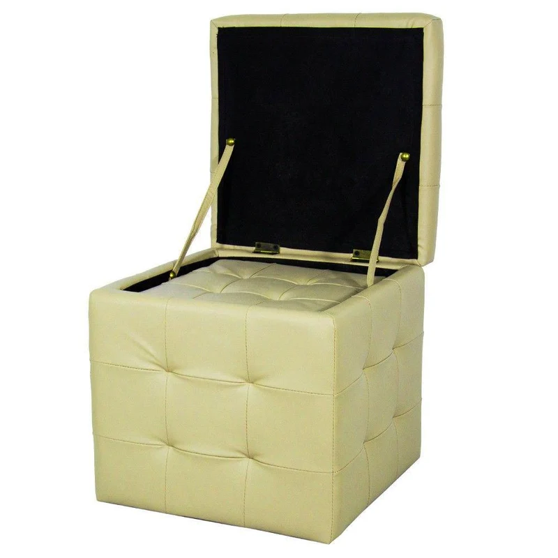 Set 2 Pouf Contenitore in Similpelle Biscube Luxury Crema