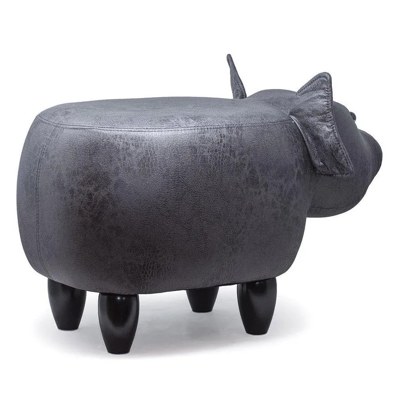 Sgabello Pouf Poggiapiedi per Bambini 66x34x36 cm Maialino Grigio Divina Home