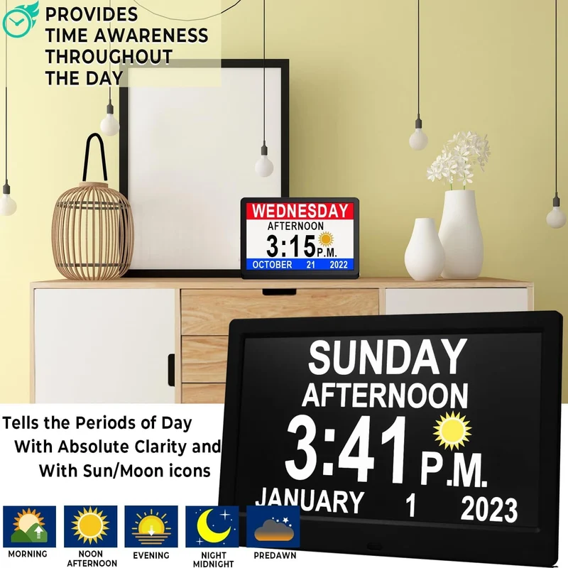 11.5-Inch Digital Calendar Clock with 19 Reminders for Seniors