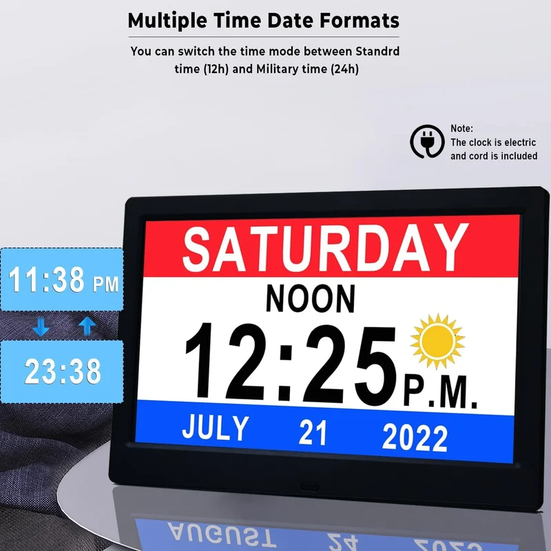 11.5-Inch Digital Calendar Clock with 19 Reminders for Seniors