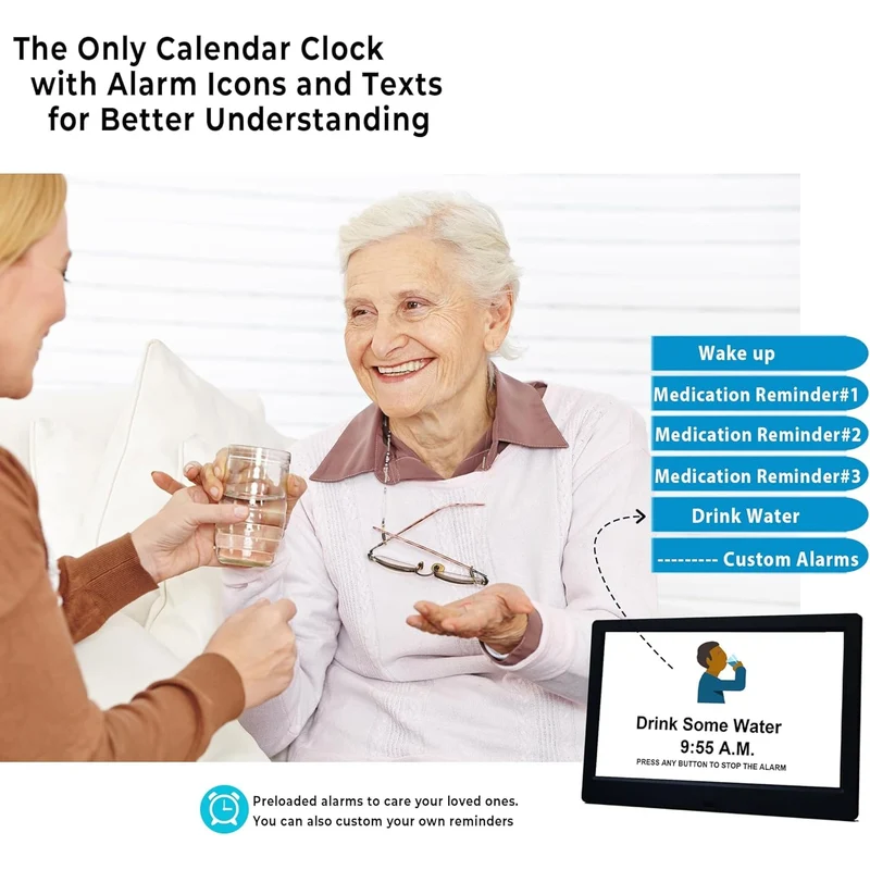 11.5-Inch Digital Calendar Clock with 19 Reminders for Seniors