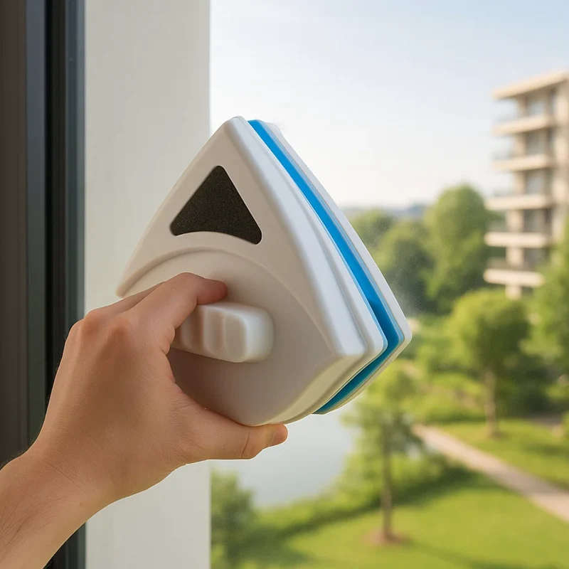 Magnetic Window Cleaner with Double-Sided Cleaning and Secure Safety Line