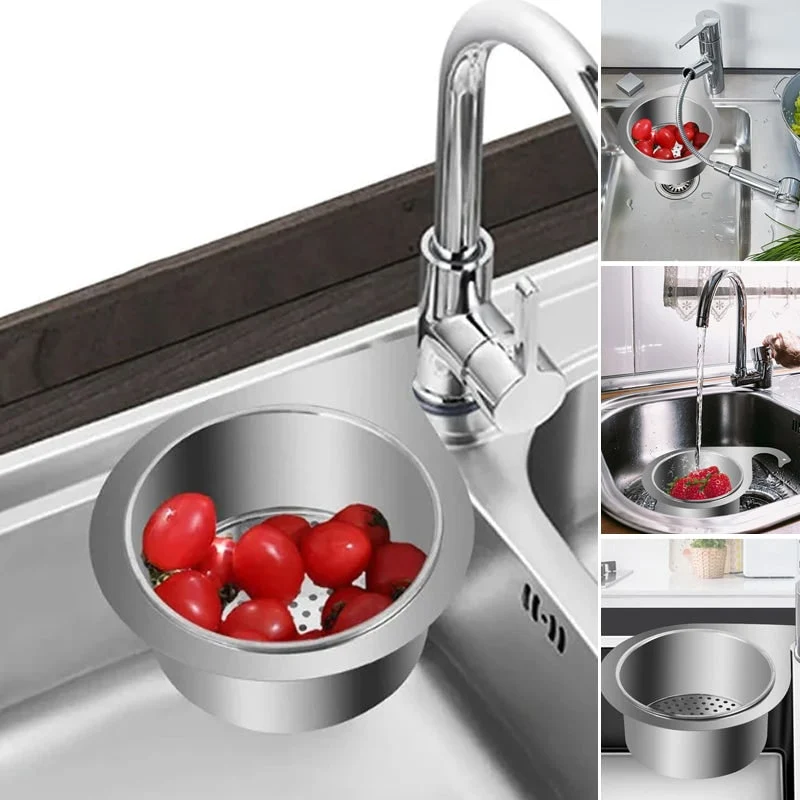 Stainless Steel Sink Strainer Basket with Perforated Bottom and Corner Mount