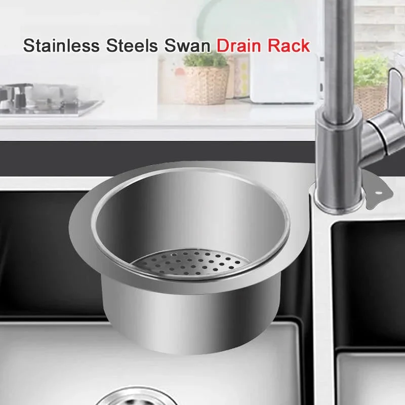Stainless Steel Sink Strainer Basket with Perforated Bottom and Corner Mount