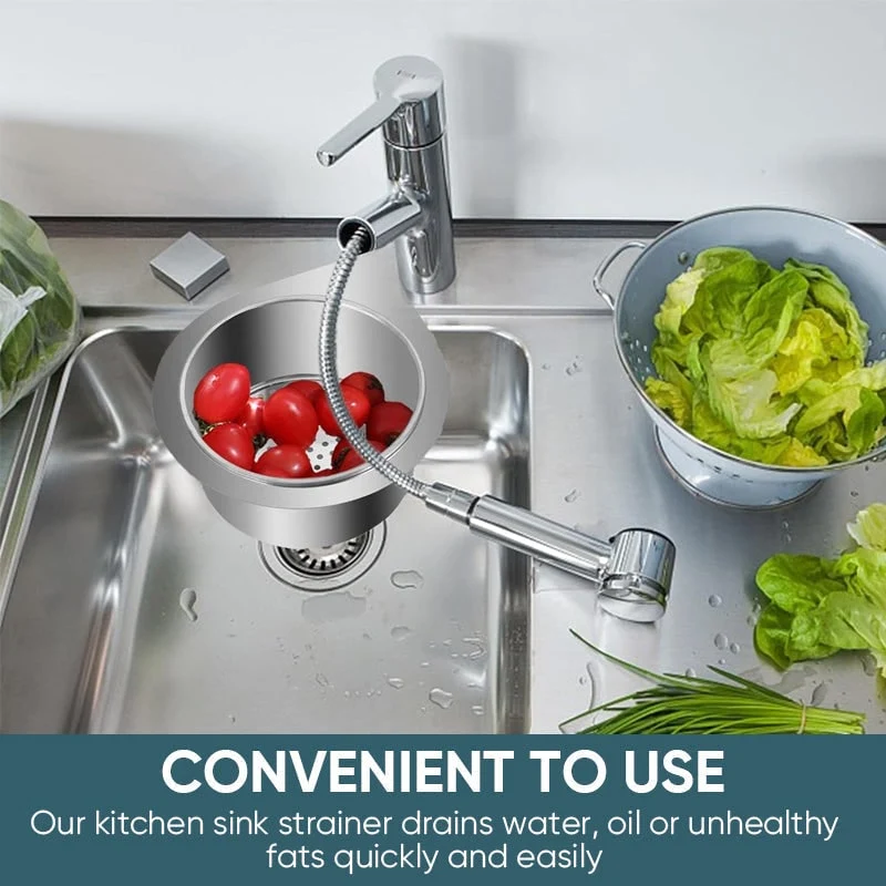 Stainless Steel Sink Strainer Basket with Perforated Bottom and Corner Mount