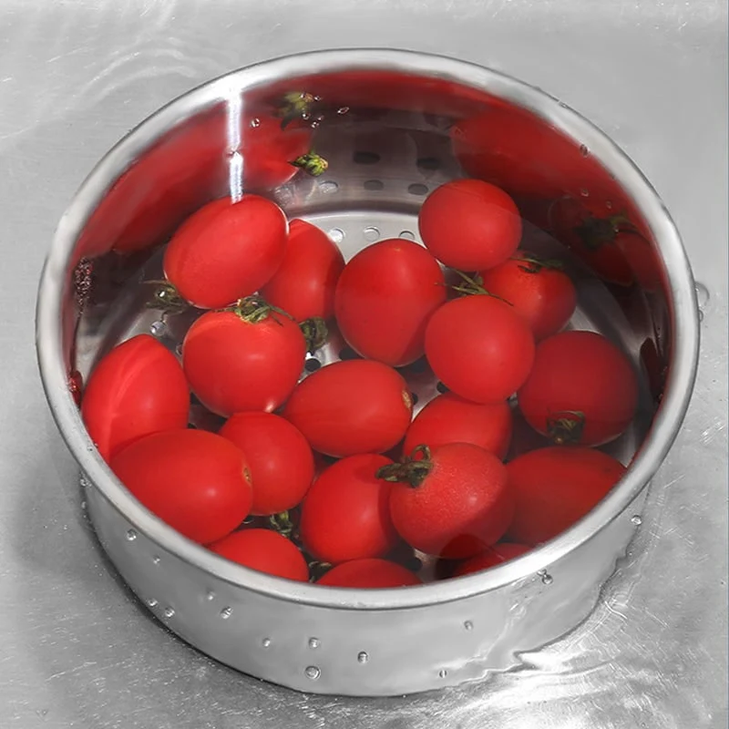 Stainless Steel Sink Strainer Basket with Perforated Bottom and Corner Mount