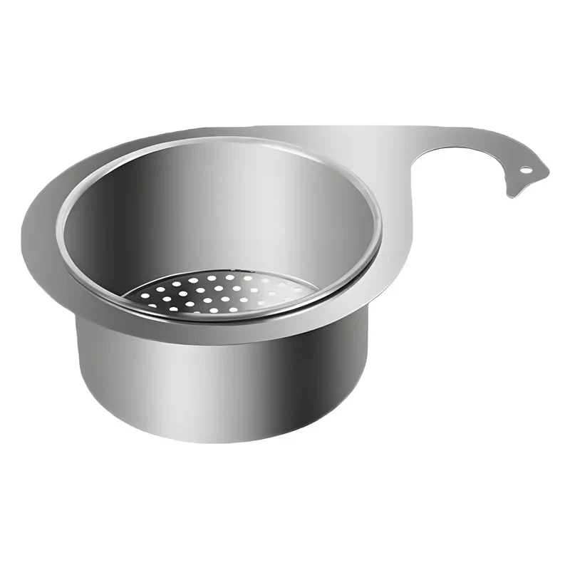 Stainless Steel Sink Strainer Basket with Perforated Bottom and Corner Mount