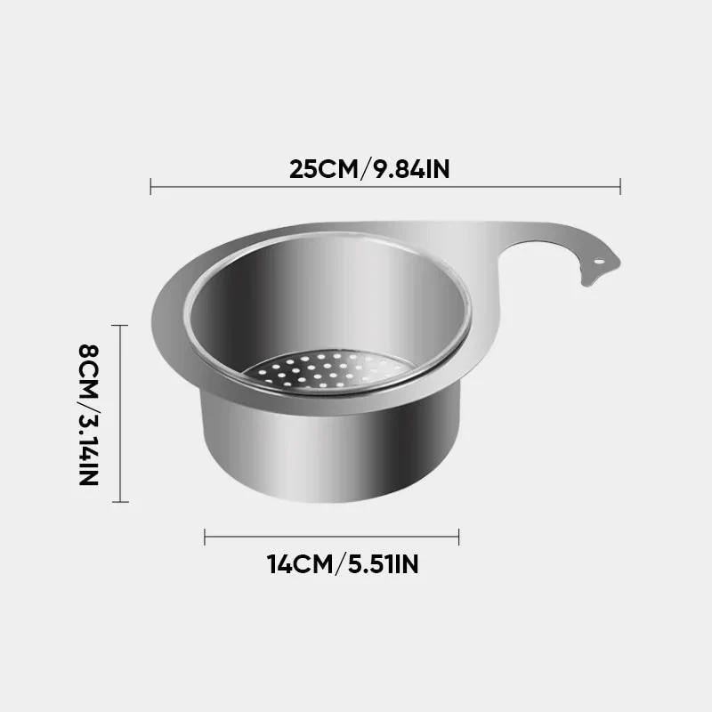 Stainless Steel Sink Strainer Basket with Perforated Bottom and Corner Mount