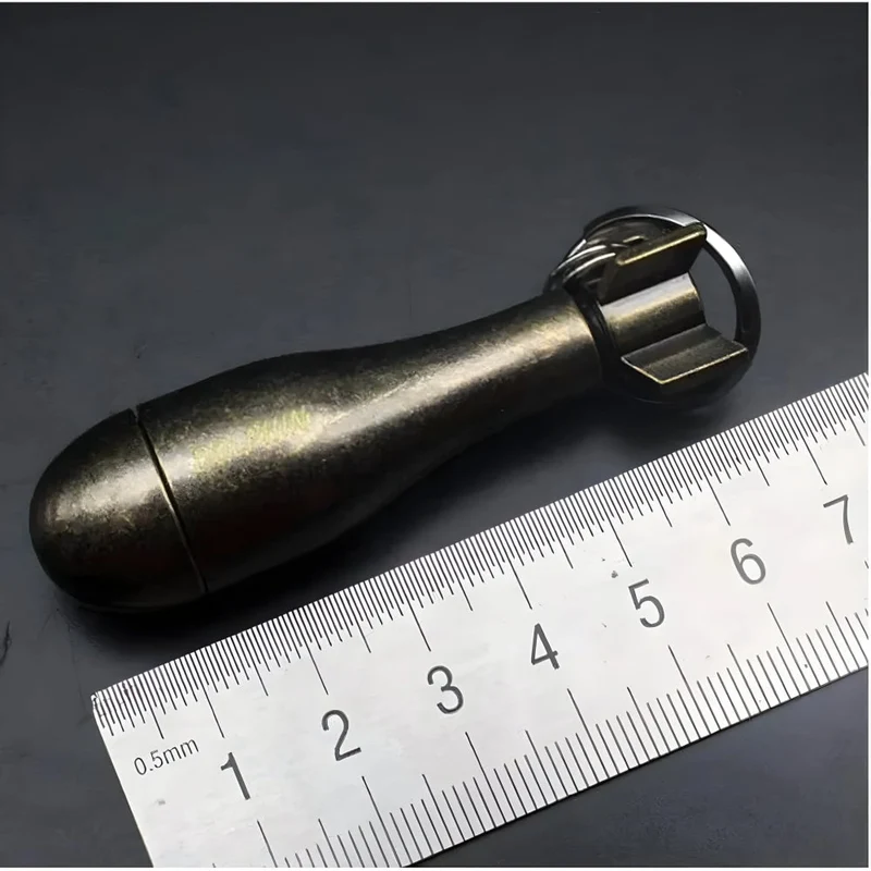 Windproof Metal Match Lighter Keychain with Reusable Fuel Chamber for Outdoor Camping
