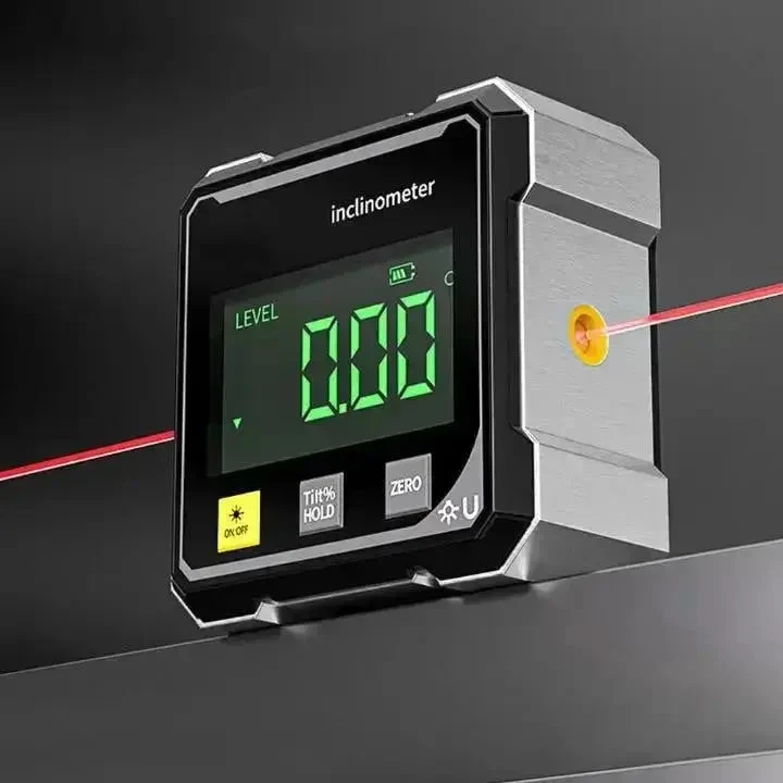 Digital Angle Measuring Tool with Laser, Magnetic Base and LCD Display
