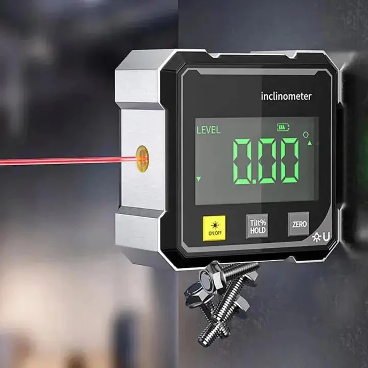 Digital Angle Measuring Tool with Laser, Magnetic Base and LCD Display