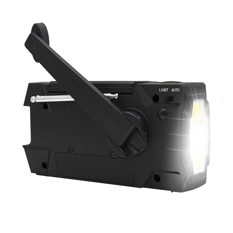 Survival Hand-Crank Radio with Solar Panel, LED Flashlight, and 4000mAh Power Bank, Portable CB