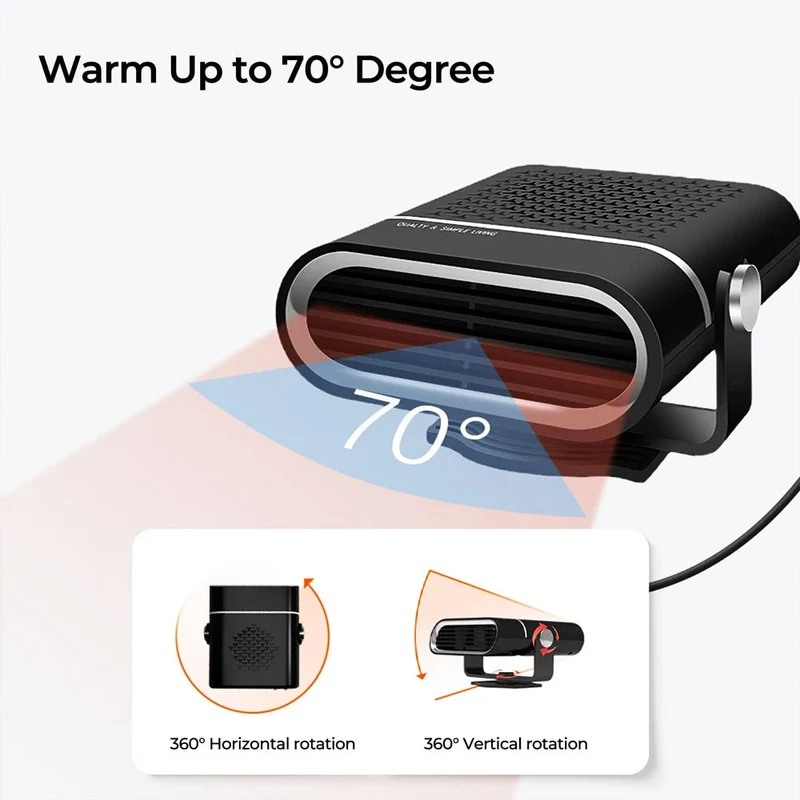 12V Car Heater Fan with Defrost and Warm Air Function